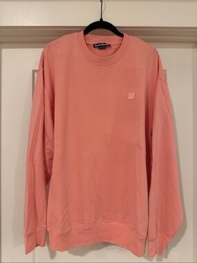 Acne Pink Coral Sweatshirt with Ribbed Crewneck